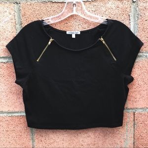 Charlotte Russe Black Zipper Crop Top